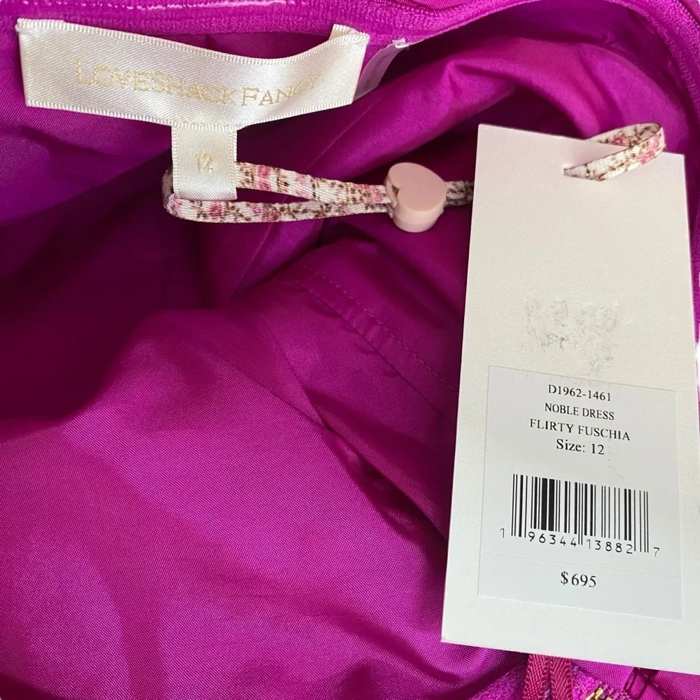 LoveShackFancy NEW Noble Bow Silk Formal Flirty Fuschia Mini Dress Size 12 - Picture 11 of 14